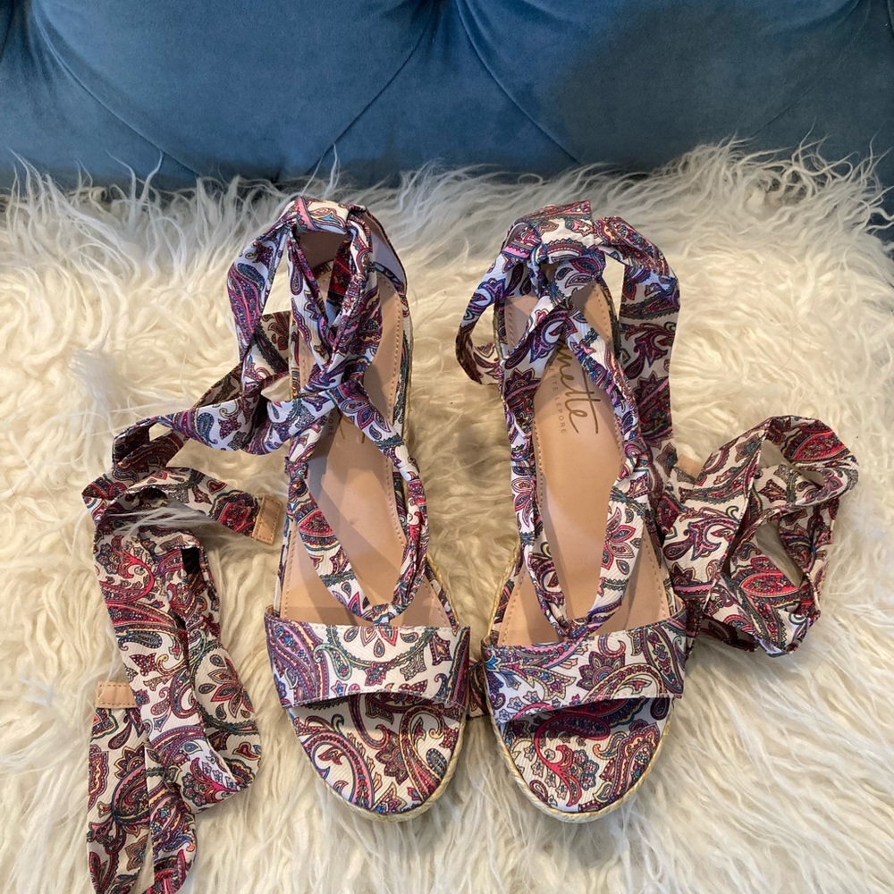 Nanette Lepore Paisley Ankle Tie Espadrilles